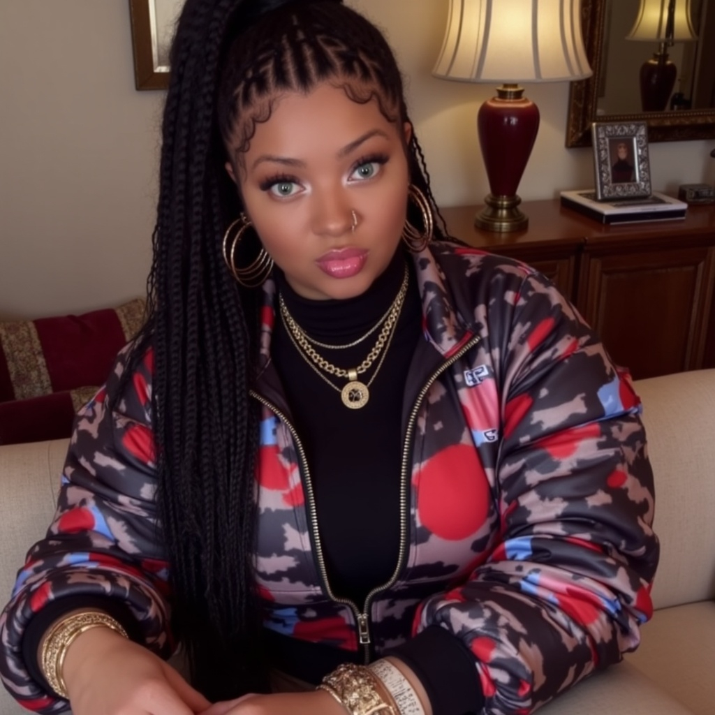 Jalisa Avari elegant close portrait highlighting her clean side braids and defined features.